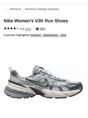 Nike Women's V2K Run Sneakers - Light Gray and White